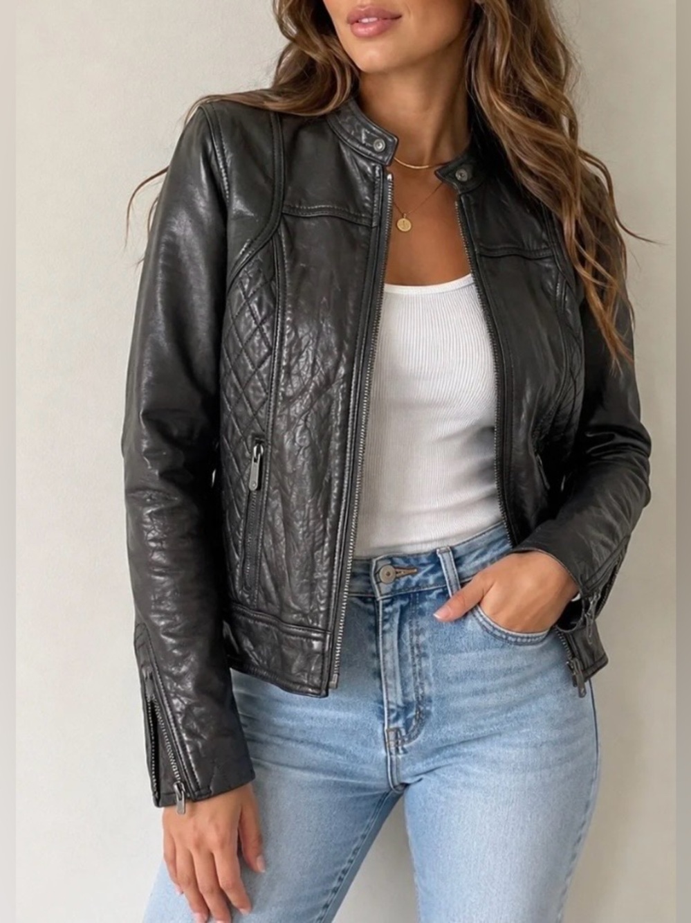 Michael Kors | Black Butter-Soft Leather Moto Jacket | Size XL